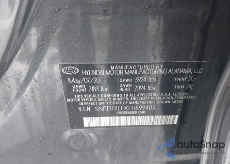 2020 Hyundai Elantra Se из США, поврежденный, VIN 5NPD74LFXLH599405